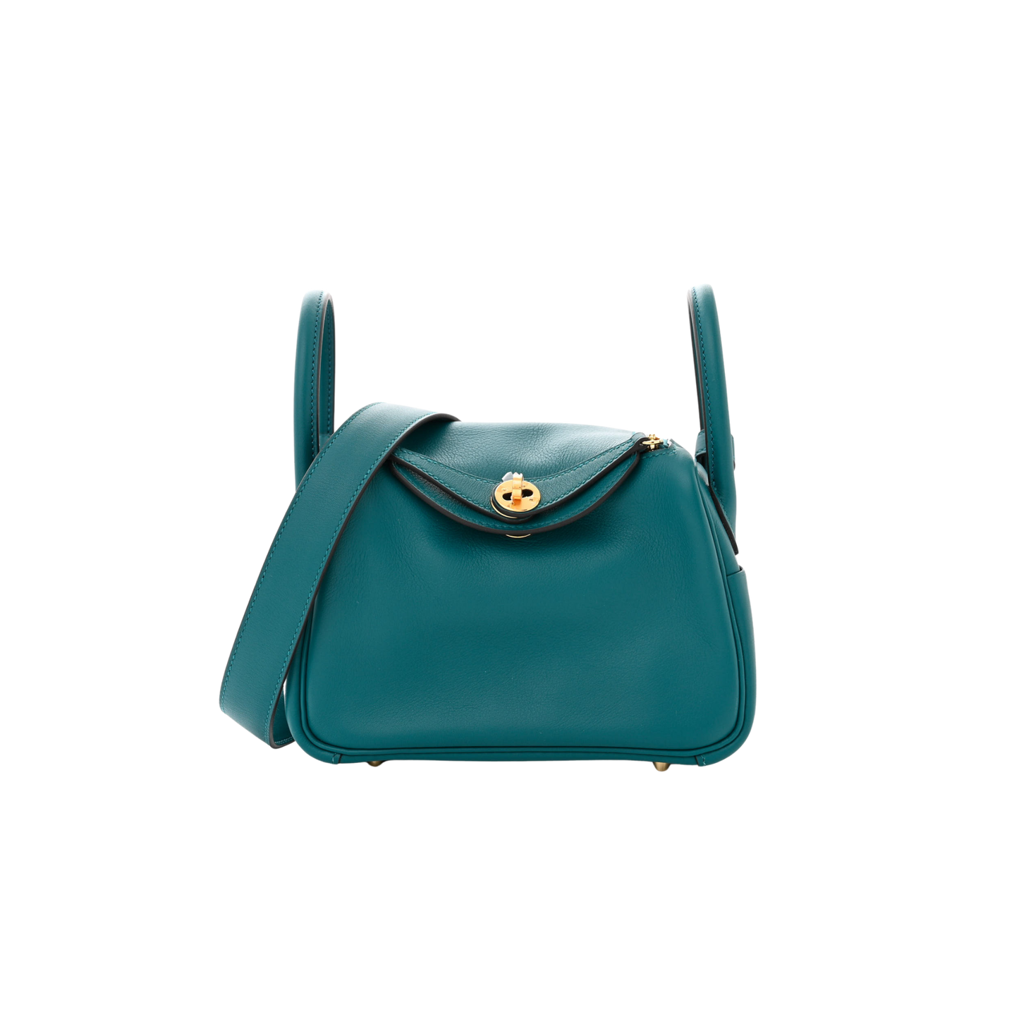Hermes Lindy Mini Vert Bosphore Swift Leather