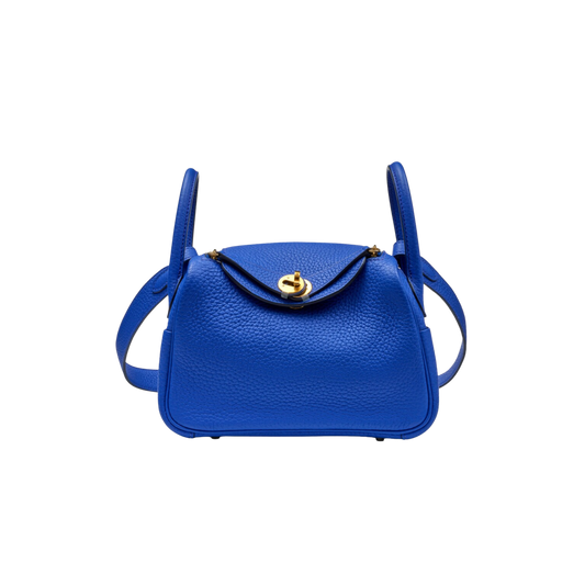 Hermes Lindy Mini Bleu Royal Clemence Leather