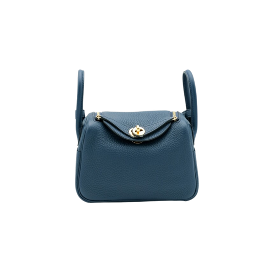 Hermes Lindy Mini Bleu de Prusse Clemence Leather
