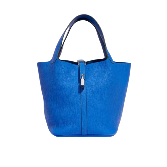 Hermes Picotin Lock 22 Bleu Hydra Clemence Leather