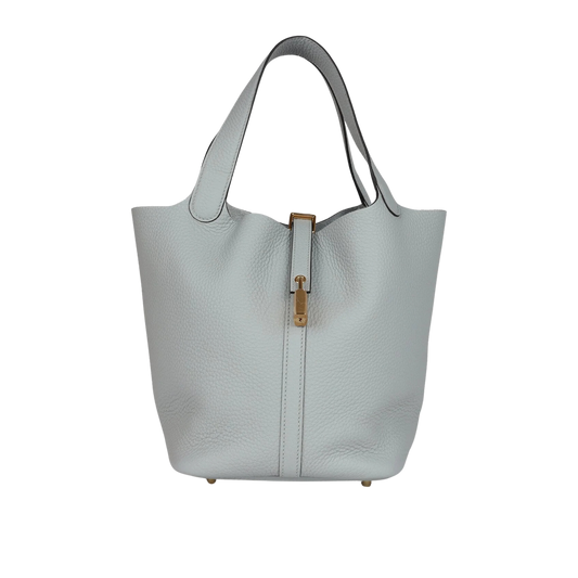 Hermes Picotin Lock 22 Bleu Glacier Clemence Leather