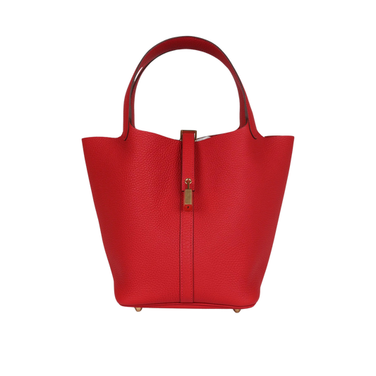 Hermes Picotin Lock 22 Vermillion Clemence Leather