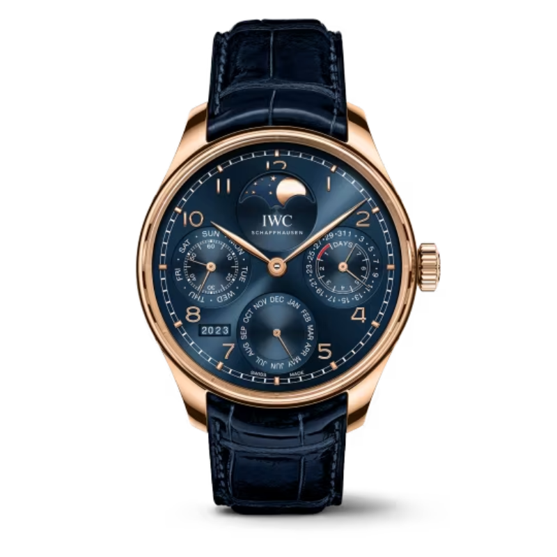 PORTUGIESER PERPETUAL CALENDAR BOUTIQUE EDITION 44 MM ARMOR GOLD WITH BLUE DIAL