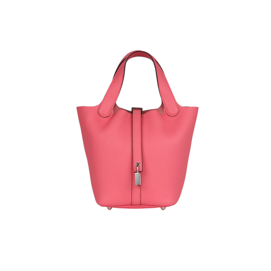 Hermes Picotin Lock 18 Rose Azalee Clemence Leather