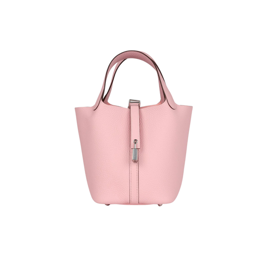 Hermes Picotin Lock 18 Rose Sakura Clemence Leather