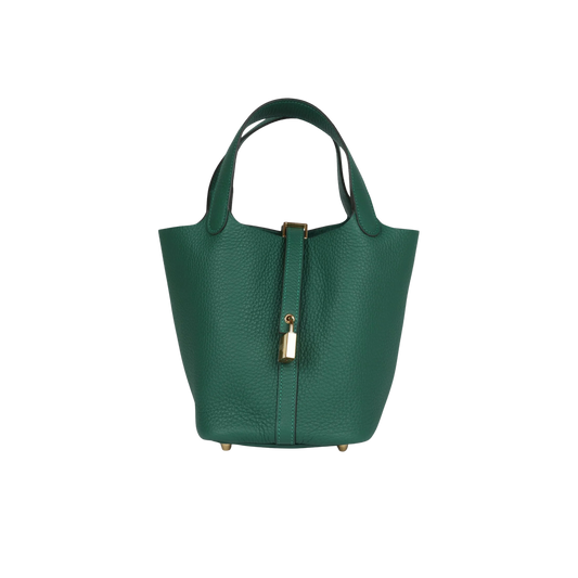 Hermes Picotin Lock 18 Vert Moyen Clemence Leather