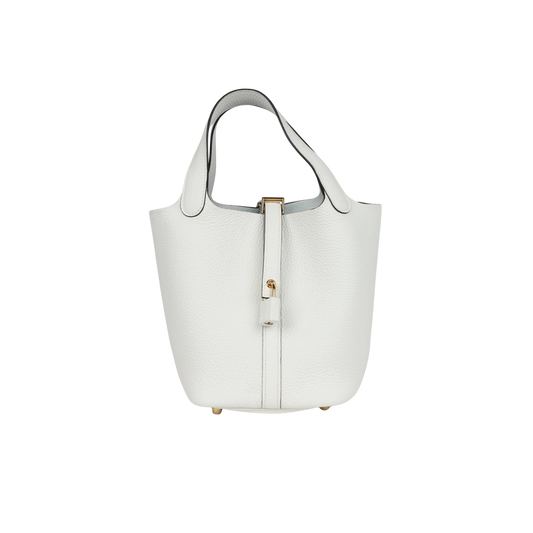 Hermes Picotin Lock 18 New White Clemence Leather