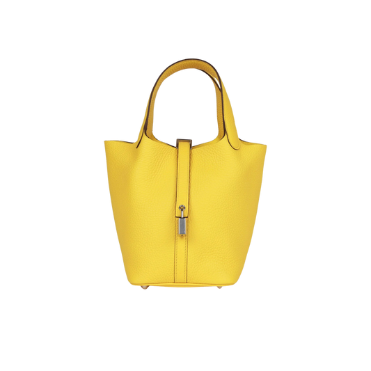 Hermes Picotin Lock 18 Jaune de Naples Clemence Leather
