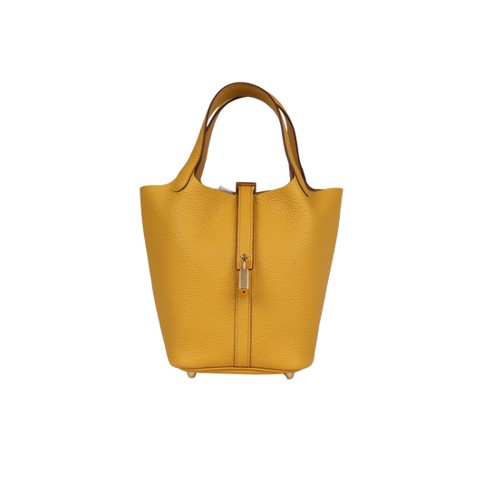 Hermes Picotin Lock 18 Jaune Ambre Clemence Leather