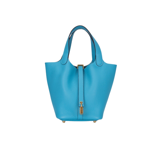 Hermes Picotin Lock 18 Bleu du Nord Clemence Leather