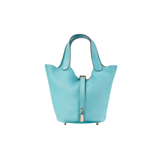 Hermes Picotin Lock 18 Bleu Atoll Clemence Leather