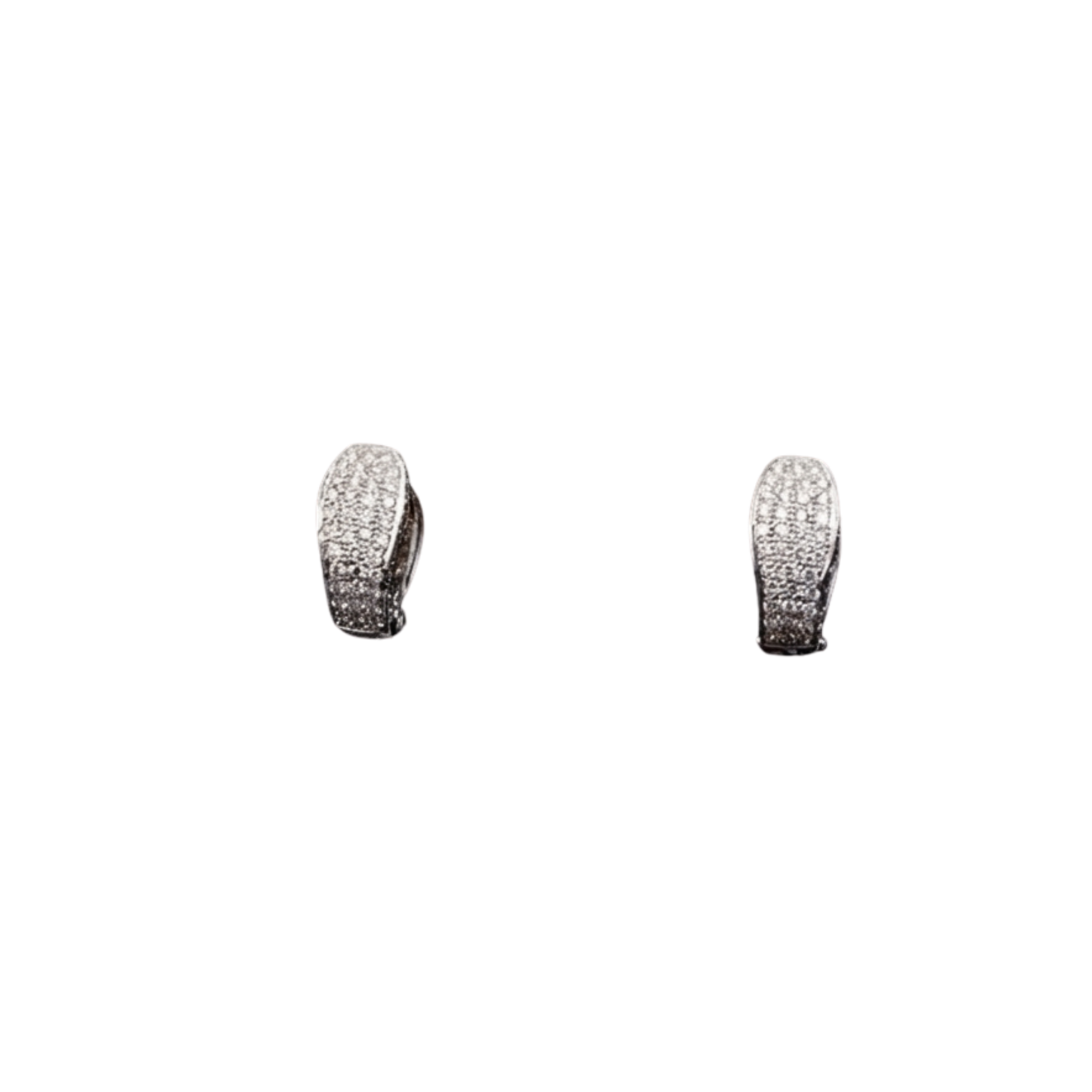 18k White Gold Diamonds Earrings with Pave Set Round Diamonds - Round: 1.60 cts Color:G-H Clarity: VS2-SI