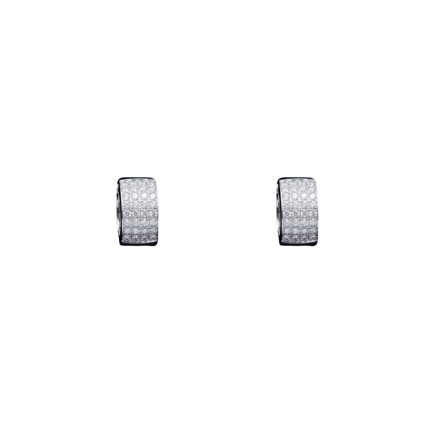 18k White Gold Diamond Earrings with Invisible set Princess cut Diamonds - Princess: 3.65 cts