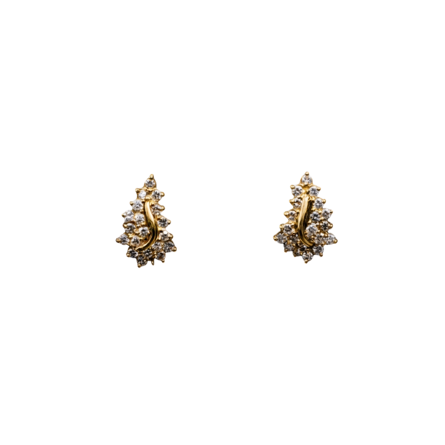 14k Yellow Gold Diamond Earrings with Prong set Round Diamonds - Rd: 3.50 cts