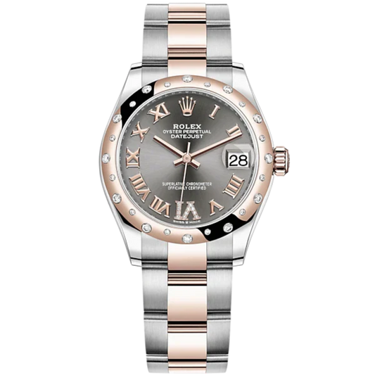 Datejust 31 31mm Oyster Bracelet Oystersteel and Everose Gold woth Slate Diamond Dial Diamond-Set Bezel