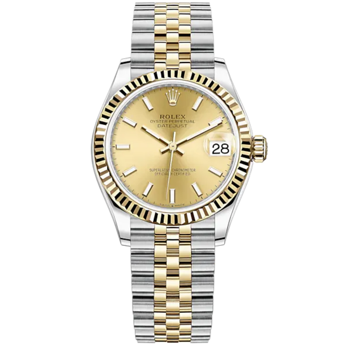 Datejust 31 31mm Jubilee Bracelet Oystersteel and Yellow Gold with Champagne-Colour Dial Fluted Bezel