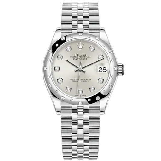 Datejust 31 31mm Jubilee Bracelet Oystersteel and White Gold with Silver Diamond-Set Dial Diamond-Set Bezel