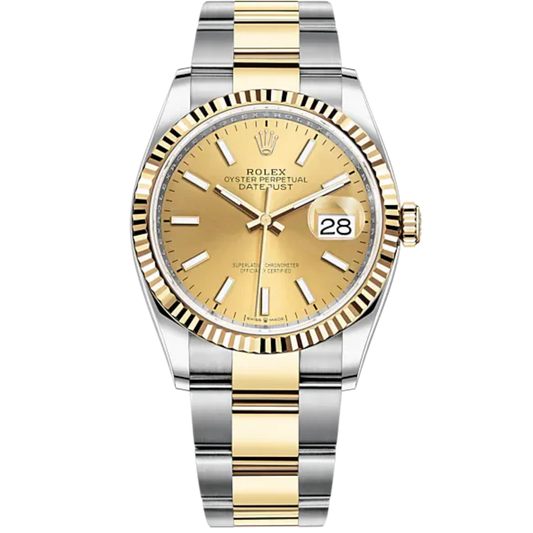 Datejust 36 36mm Oyster Bracelet Oystersteel and Yellow Gold with Champagne-Colour Dial Fluted Bezel