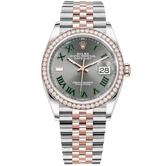 Datejust 36 36mm Oystersteel Jubilee Bracelet and Everose Gold with Slate Dial Diamond-Set Bezel