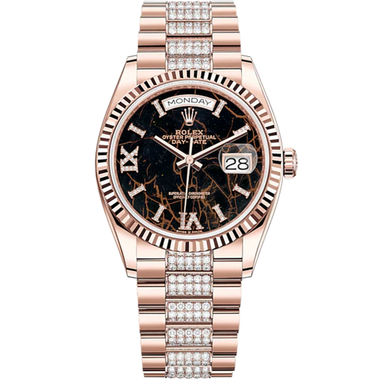 Day-Date 36 36mm President Bracelet and 18 KT Everose Gold with Eisenkiesel Diamond-Set Dial Fluted Bezel and Diamond-Set President Bracelet