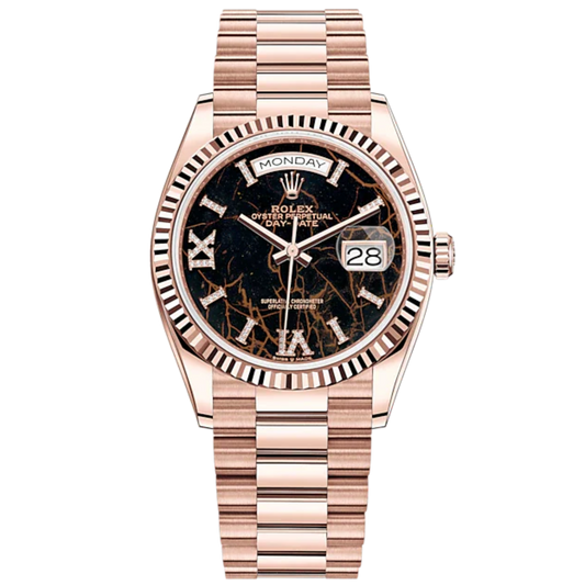 Day-Date 36 36mm President Bracelet and 18 KT Everose Gold with Eisenkiesel Diamond-Set Dial Fluted Bezel