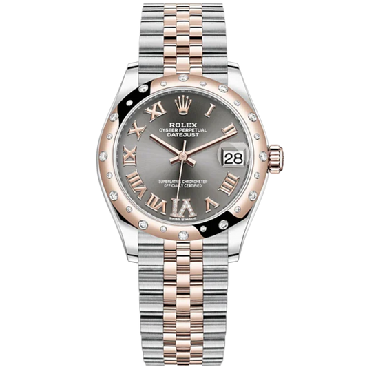 Datejust 31 31mm Jubilee Bracelet Oystersteel and Everose Gold with Slate Diamond Dial Diamond-Set Bezel
