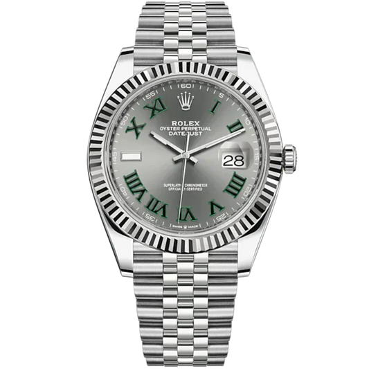 Datejust 41 41mm Jubilee Bracelet Oystersteel and White Gold with Slate Roman Dial Fluted Bezel