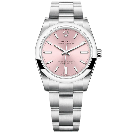 Oyster Perpetual 34 34MM Oyster Bracelet Pink Dial Domed Bezel