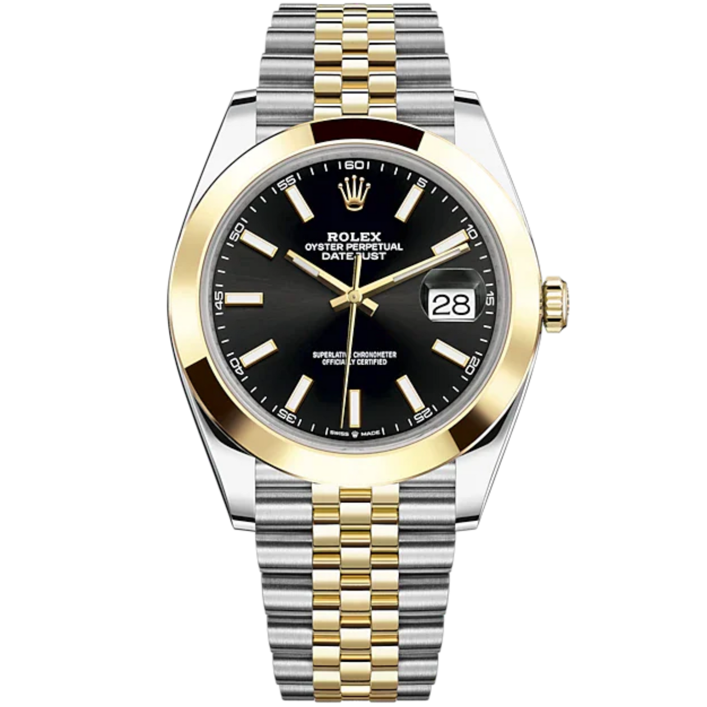 Datejust 41 41mm Jubilee Bracelet Oystersteel and Yellow Gold with Bright Black Dial Yellow Gold Bezel