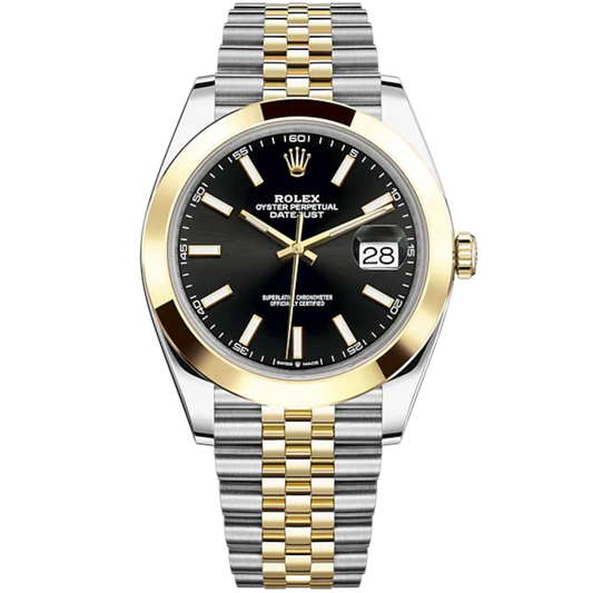 Datejust 41 41mm Jubilee Bracelet Oystersteel and Yellow Gold with Bright Black Dial Yellow Gold Bezel
