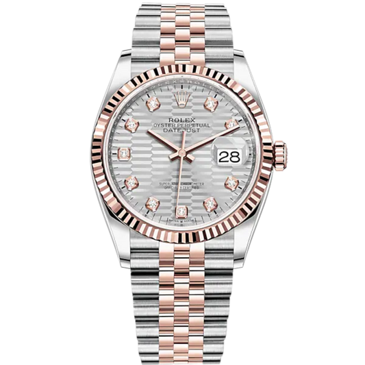 Datejust 36 36mm Oystersteel Everose Gold Jubilee Bracelet Silver Fluted-Motif Diamond-set Dial Fluted Bezel