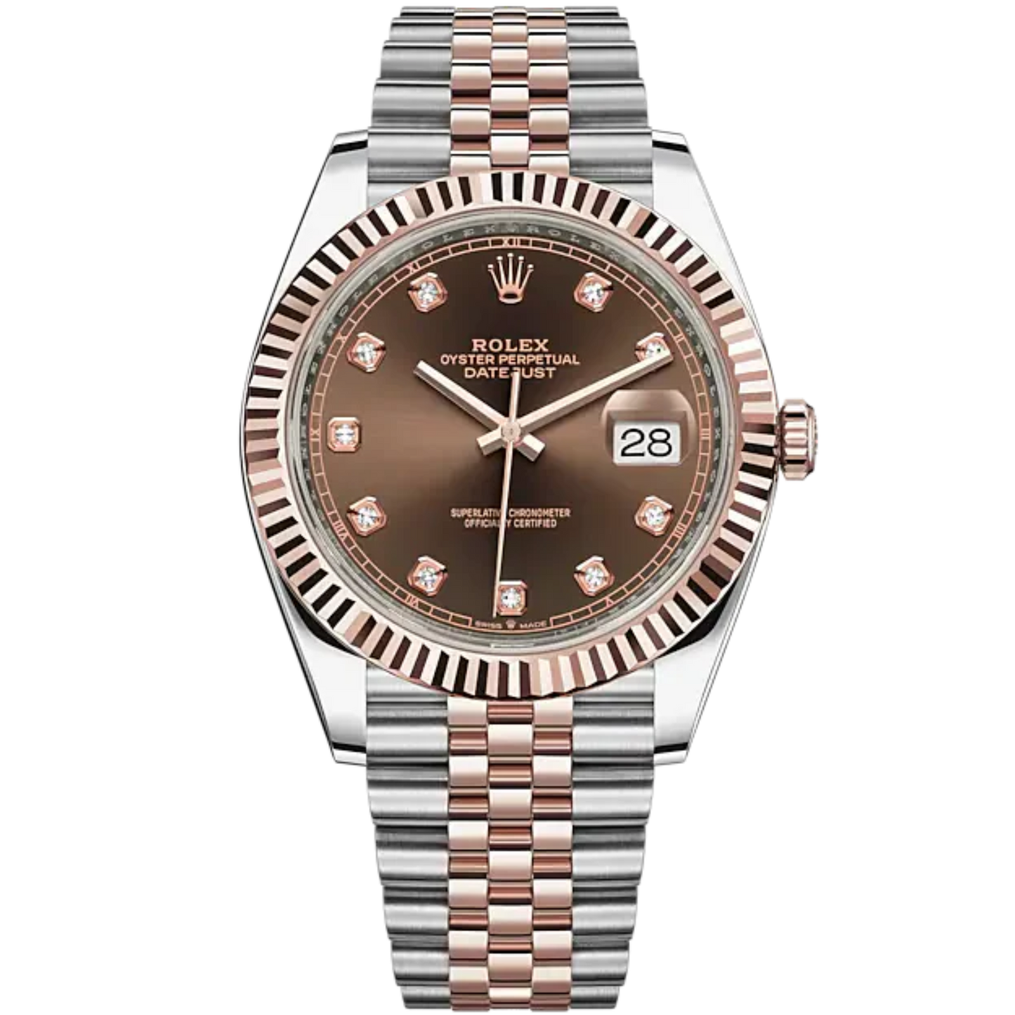 Datejust 41 41mm Jubilee Bracelet Oystersteel and Everose Gold with Chocolate Diamond-Set Dial Fluted Bezel