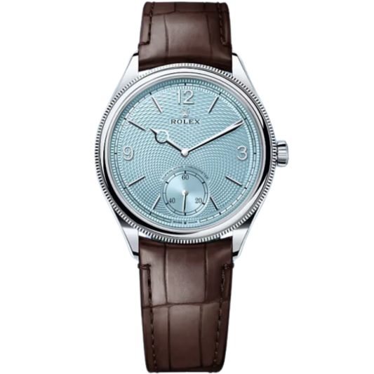 Rolex 1908 Ref. 52506 39MM Platinum Case Blue in Brown Leather