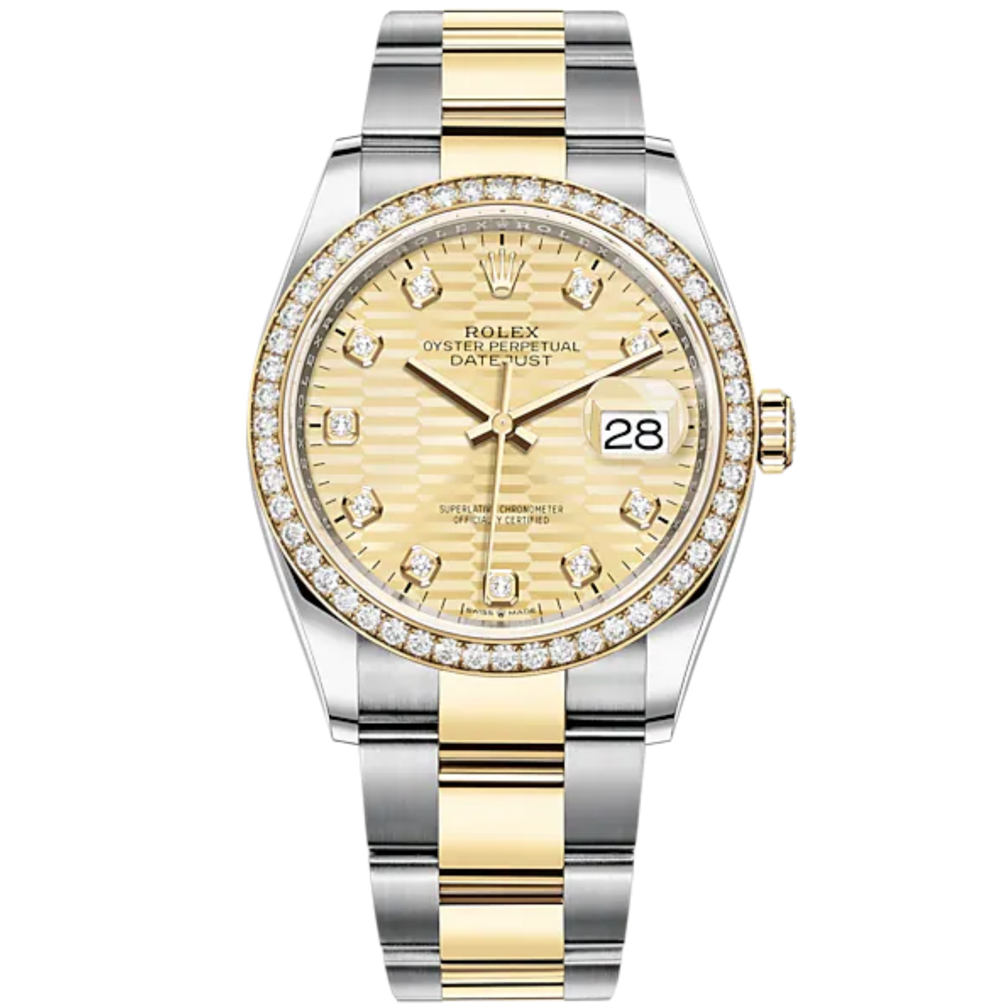Datejust 36 36mm Oystersteel and Yellow Gold Oyster Bracelet  Golden Fluted-Motif Diamond-set Dial Diamond-set Bezel