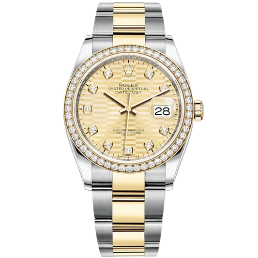 Datejust 36 36mm Oystersteel and Yellow Gold Oyster Bracelet  Golden Fluted-Motif Diamond-set Dial Diamond-set Bezel