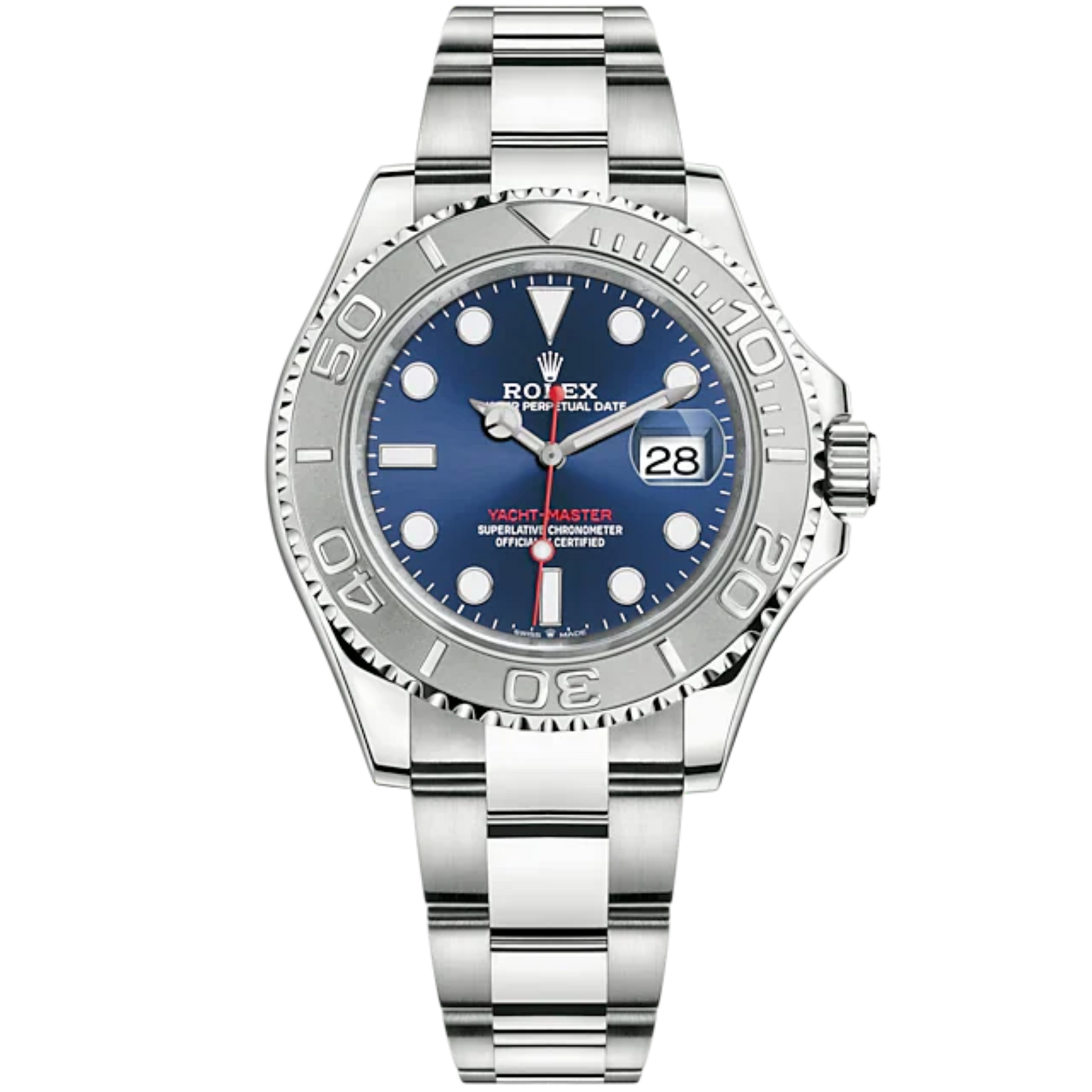 Yacht-Master 40 40mm Oyster Bracelet Oystersteel and Platinum with Bright Blue Dial Bidirectional Rotatable Bezel
