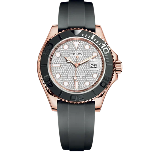 Yacht-Master 40 40mm Oysterflex Bracelet and 18 CT Everose Gold with Diamond-Pave Dial Bidirectional Rotatable Bezel