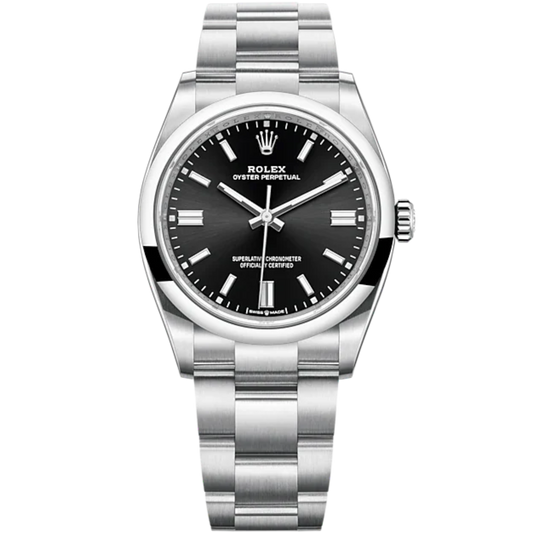 Oyster Perpetual 36 36MM Oyster Bracelet Bright Black Dial Domed Bezel