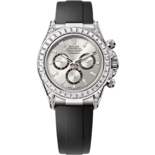 Rolex Daytona Ref. 126539TBR White Gold Case Steel Dial with Diamonds and Diamond-Set Bezel in Oysterflex