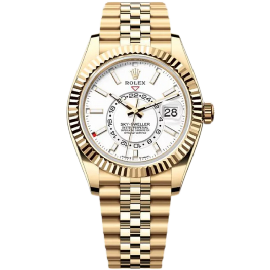 Rolex Sky-Dweller Ref. 336938 Yellow Gold Case White Dial in Jubilee Bracelet