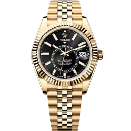 Rolex Sky-Dweller Ref. 336938 Yellow Gold Case Black Dial in Jubilee Bracelet