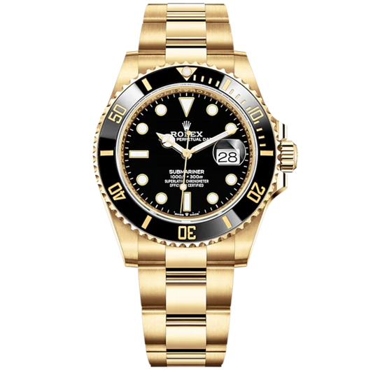 Submariner Date 41mm Oyster Bracelet and 18 CT Yellow Gold with Black Dial Cerachrom Unidirectional Rotatable Bezel