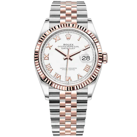 Datejust 36 36mm Oystersteel and Everose Gold Jubilee Bracelet White Dial Fluted Bezel
