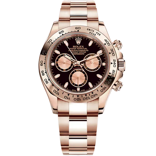 Cosmograph Daytona 40MM Oyster Bracelet Black and Pink Dial 18 CT Everose Gold Bezel With Engraved Tachymetric Scale