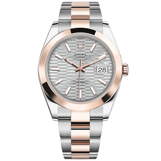 Datejust 41 41mm Oyster Bracelet Oystersteel and Everose Gold with Silver Fluted-Motif Dial Everose Gold Bezel