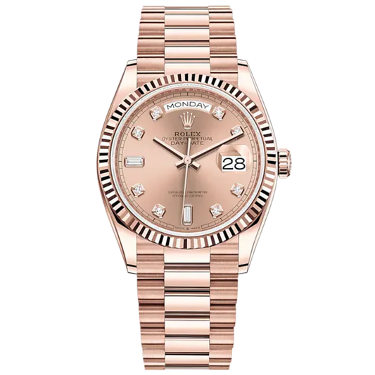 Day-Date 36 36mm President Bracelet and 18 KT Everose Gold with Rosé-Colour Dial Fluted Bezel