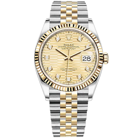 Datejust 36 36mm Oystersteel and Yellow Gold Jubilee Bracelet Golden Fluted-Motif Diamond-set Dial Fluted Bezel