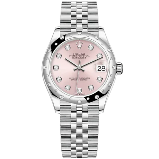 Datejust 31 31mm Jubilee Bracelet Oystersteel and White Gold with Pink Diamond-Set Dial Diamond-Set Bezel