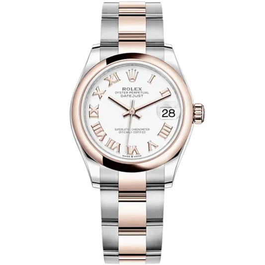Datejust 31 31mm Oyster Bracelet Oystersteel and Everose Gold with White Dial Everose Gold Bezel