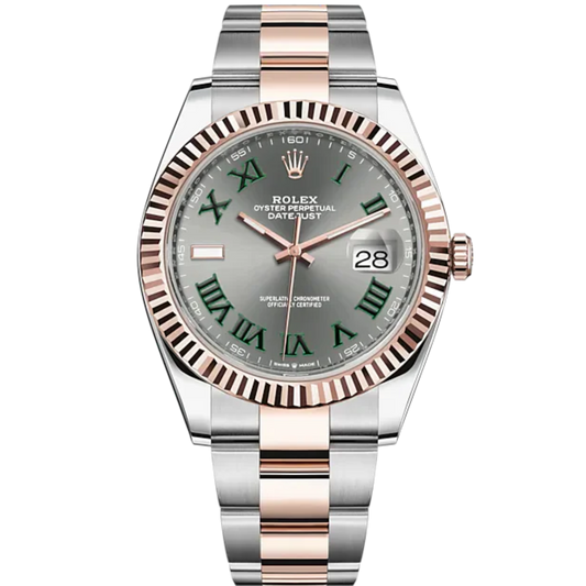 Datejust 41 41mm Oyster Bracelet Oystersteel and Everose Gold with Slate Dial Fluted Bezel